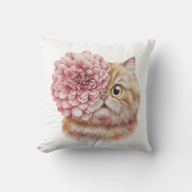 Persische Katze mit Blume Auge Kissen (Vorderseite)