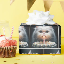 Persische Katze mit Geburtstagskuchen Geschenkpapier