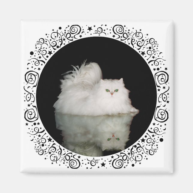 Persische Katze mit Jade Green Eyes Magnet (Vorne)