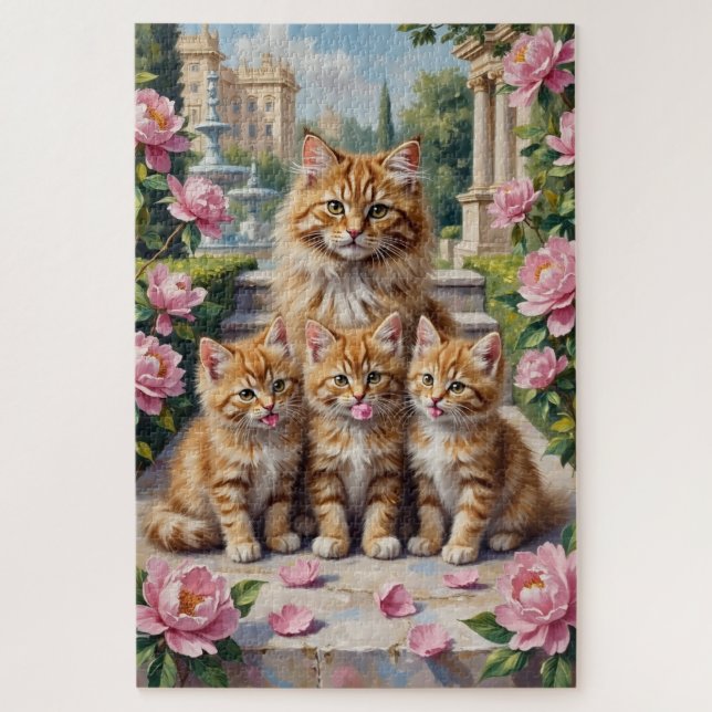 Persische Katze Pfingstrosenpalast Kunst Puzzle (Vertikal)