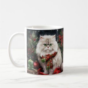 Persische Katze zu Schnee Weihnachten Kaffeetasse