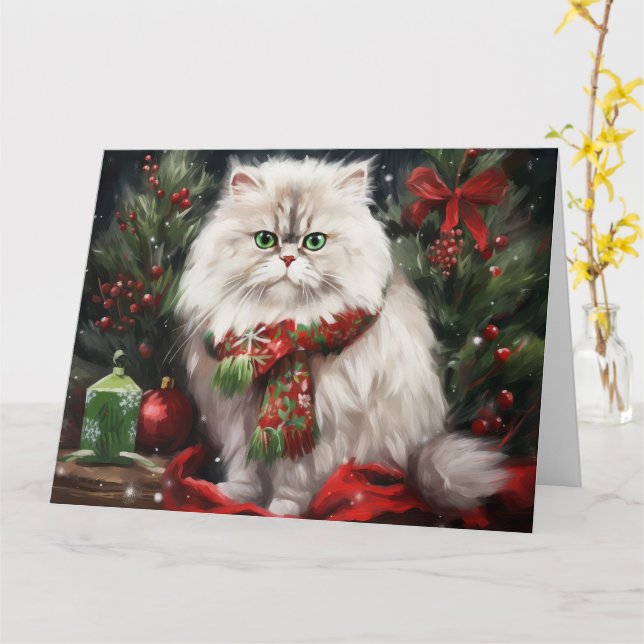 Persische Katze zu Schnee Weihnachten Karte (Gelbe Blume)