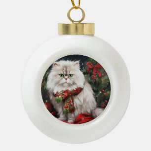 Persische Katze zu Schnee Weihnachten Keramik Kugel-Ornament