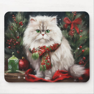 Persische Katze zu Schnee Weihnachten Mousepad