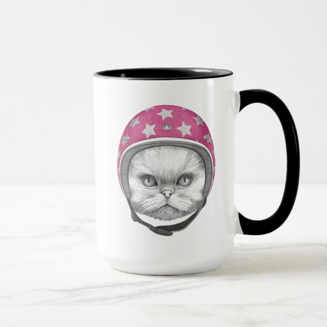 Persische Katzen-Motorrad-Reiter Tasse (Rechts)