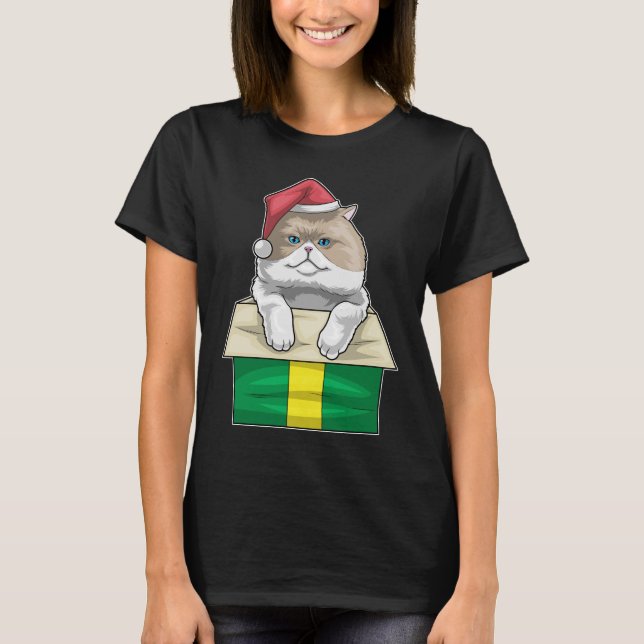 Persische Katzenweihnachtsfest-Weihnachtsmannmütze T-Shirt (Vorderseite)