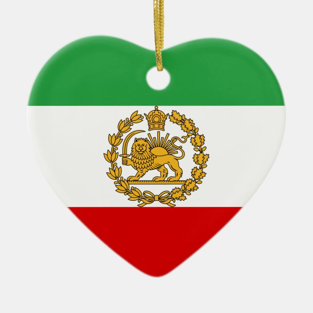 Persische Löwen und Sonnenflagge Krone Pahlavi Mon Keramik Ornament (Vorne)