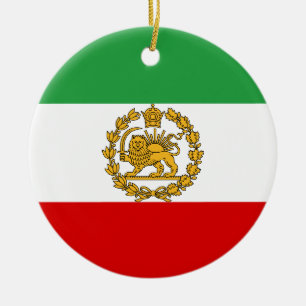 Persische Löwen und Sonnenflagge Krone Pahlavi Mon Keramik Ornament