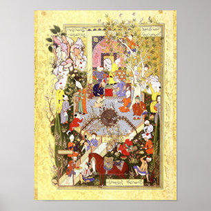 Persische Miniatur: Ein Vater berät seinen Sohn Poster