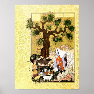 Persische Miniatur: Majnun in versteckter Form Poster
