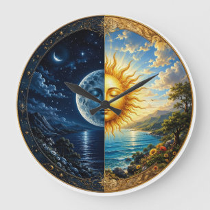 Persische Nacht & Tag Yalda Wanduhr – Sonne, Mond