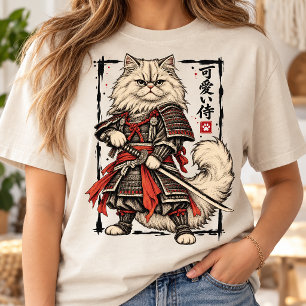 Persische Samurai-Katze japanische Kriegerkunst T-Shirt