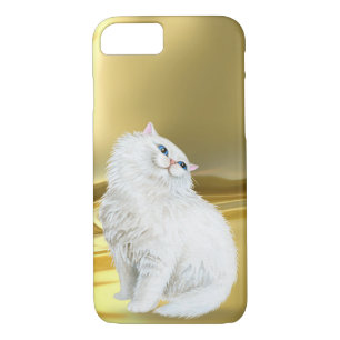 Persische weiße Katze auf Goldsatin Case-Mate iPhone Hülle