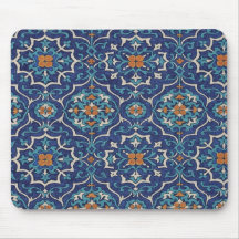 Persischer Fliesen-Mausepad – Elegantes blaues Geo