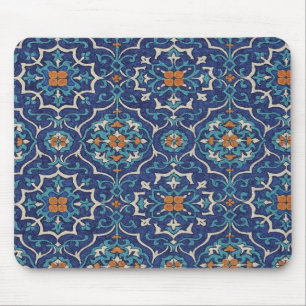 Persischer Fliesen-Mausepad – Elegantes blaues Geo Mousepad