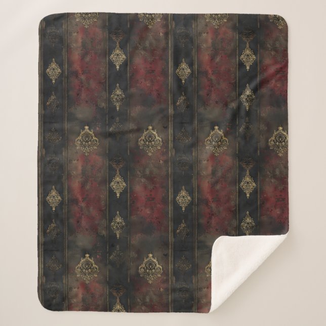 Persischer Gold Damast Noir Muster (4) Sherpadecke (Vorderseite)
