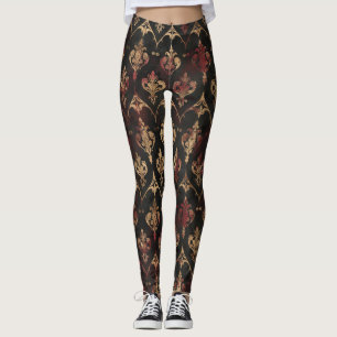 Persischer Gold Damast Noir Muster (5) Leggings