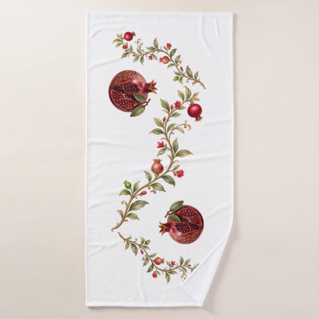 Persischer Granatapfelbaum-Wandkunst | Luxus-Botan Badhandtuch Set (Badehandtuch)