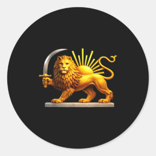 Persischer Löwe, iranische Flagge, Löwe & Sonnen-E Runder Aufkleber