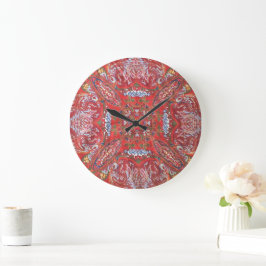Persischer Medaillon-Botanik-Stoff-Foto  Große Wanduhr
