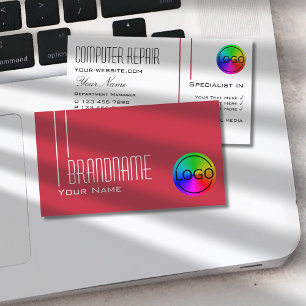 Persischer Rot-Weiß-Chic mit Beruflichem Logo Visitenkarte