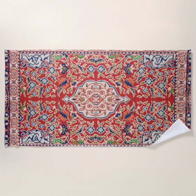 Persischer Rug Print aus dem 17. Jahrhundert Strandtuch (Vorderseite)