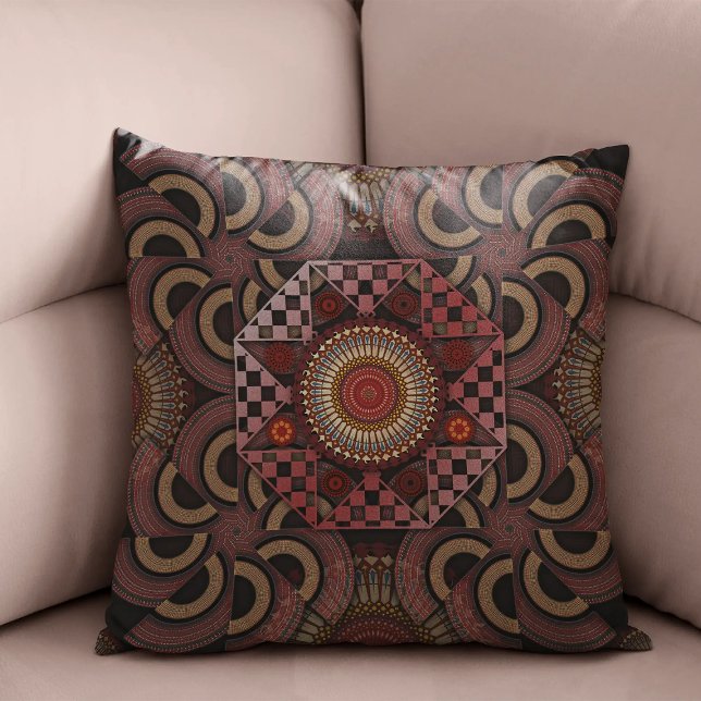 Persischer Sonnenstuhl gerahmter ethnischer Halbkr Kissen (Von Creator hochgeladen)