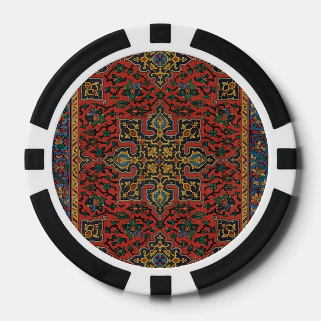 Persischer Teppich Rot Blau Klassisch Pokerchips (Vorderseite)