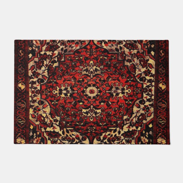 Persischer Teppichboden in dunkelrot und cremefarb Fußmatte (Vorderseite)