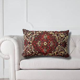 Persischer Teppichboden in dunkelrot und cremefarb Lendenkissen