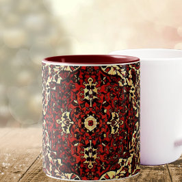Persischer Teppichboden in dunkelrot und cremefarb Zweifarbige Tasse