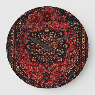 Persischer Teppichboden in Rose getönt Feld Große Wanduhr