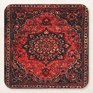 Persischer Teppichboden in Rose getönt Feld Rechteckiger Pappuntersetzer