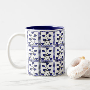 Persisches asiatisches florales blaues Blumenmuste Zweifarbige Tasse