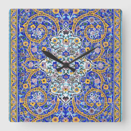 Persisches aufwändiges Kachelmaul Quadratische Wanduhr