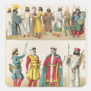 Persisches Kleid, von "Trachten der Voelker", 1864 Quadratischer Aufkleber