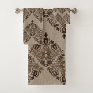 Persisches orientalisches Musterpastellgold Badhandtuch Set