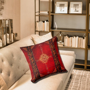 Persisches Teppichmuster in dunkelrot Kissen