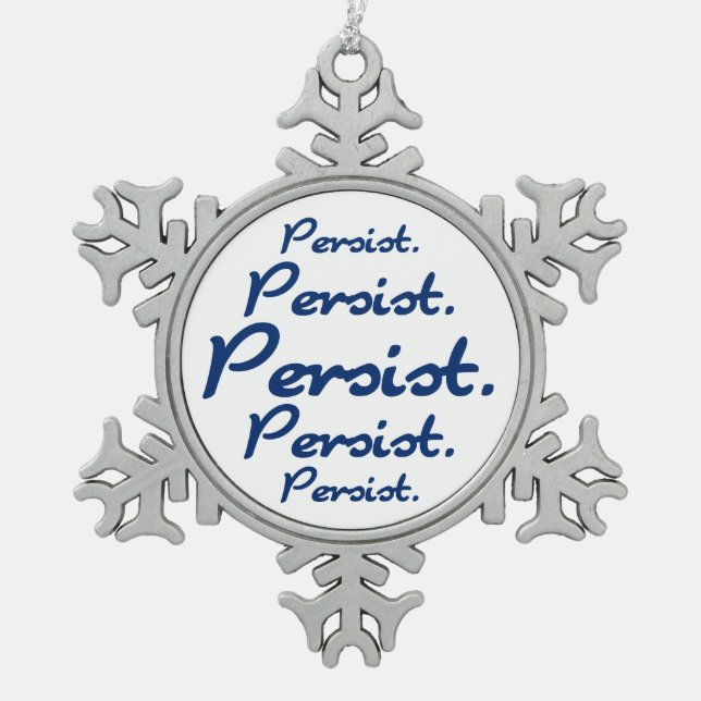 Persist Pattern Blue Snowflake Hannukah Schneeflocken Zinn-Ornament (Vorderseite)