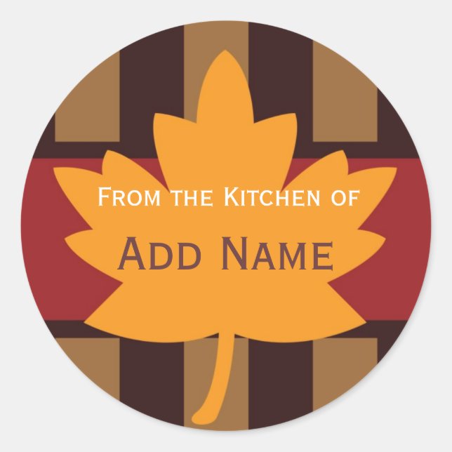 Persoanalized Herbst "aus der Küche" Aufkleber (Vorderseite)