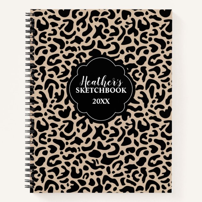 Persoanlized Elegante Chic Black Sketchbook Notizbuch (Vorderseite)