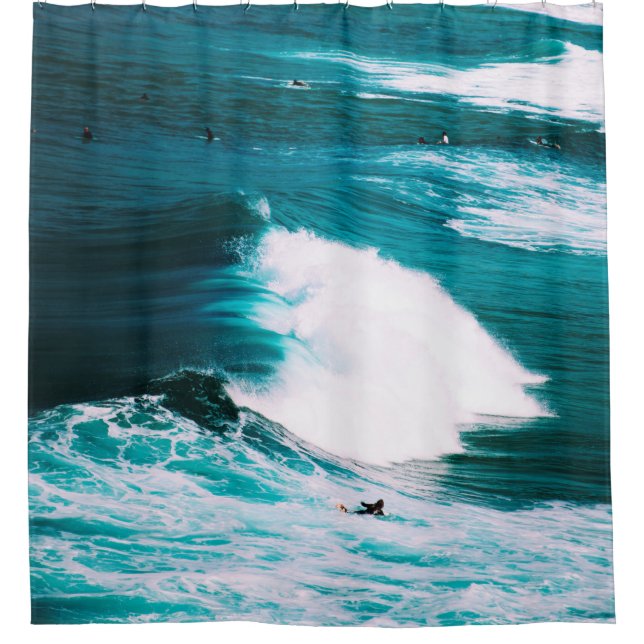 PERSON AUF DER SCHIFFFAHRT MIT OZEAN WAVES DUSCHVORHANG (Vorderseite)