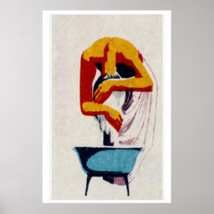 Person Bending 1920er-30er Jahre Streichholzschach Poster