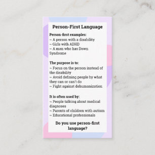 Person First Identity First Comparison Visitenkarte