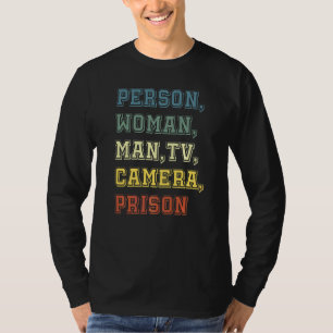 Person Frau Mann Kamera Fernsehen Gefängnis T-Shirt