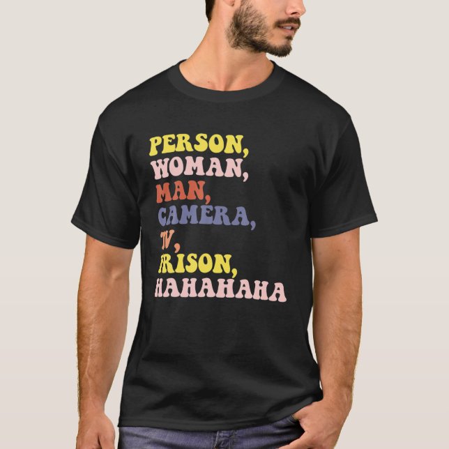 Person, Frau, Mann, Kamera, Fernsehen, Gefängnis,  T-Shirt (Vorderseite)