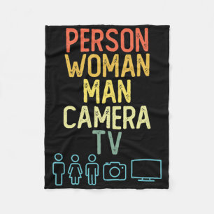 Person Frau Mann Kamera Fernsehen Symbole Vintage Fleecedecke