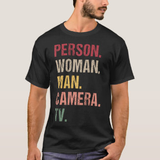 Person Frau Mann Kamera Fernsehen. T-Shirt