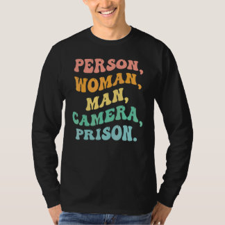 Person Frau Mann Kamera Gefängnis Groovy Retro T-Shirt