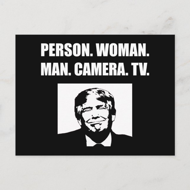 Person. Frau. Mann. Kamera. TV. Anti-Trump Postkarte (Vorderseite)